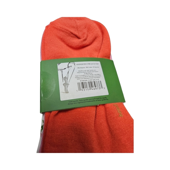 Kate Spade Floral Low Cut Socks - White and Orange - Picture 3 of 3